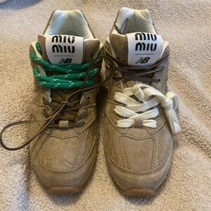 Miu Miu New Balance Sneakers with Green and White Laces